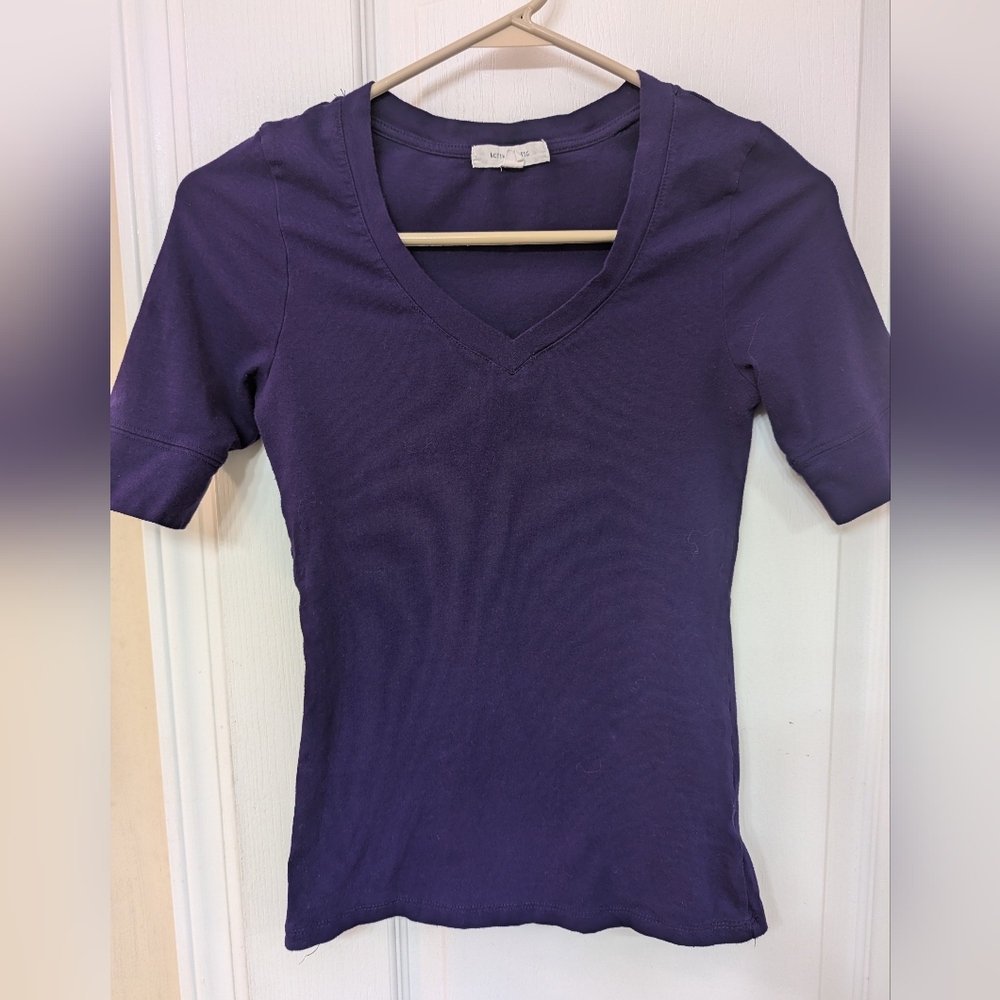 Active Basic Deep Purple V-Neck Short Sleeve Tee